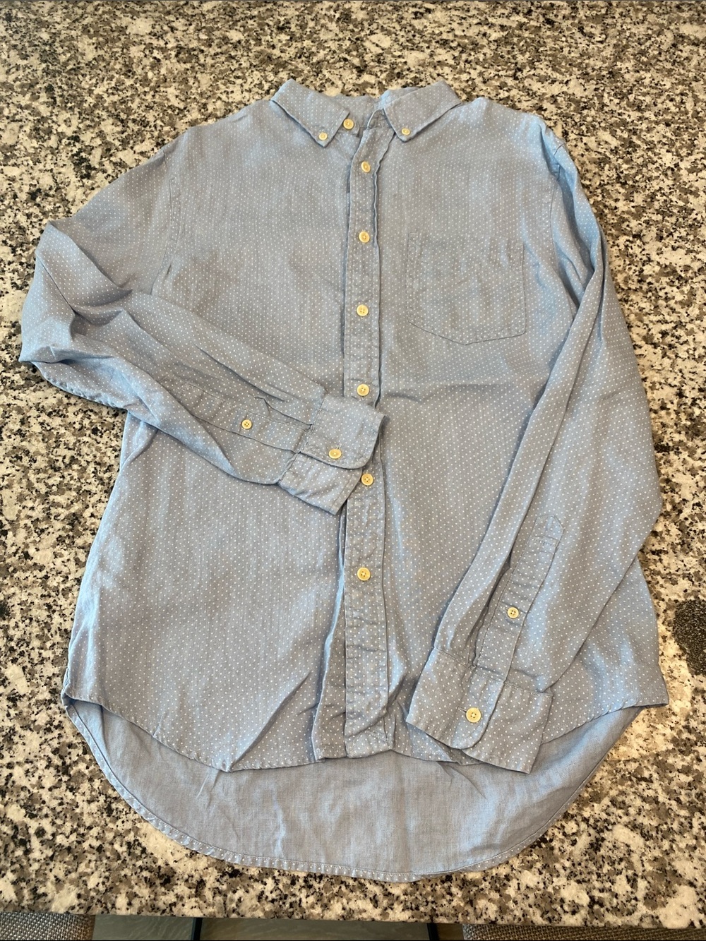 Men's Light Blue Dot Button-Down Shirt - Club Monaco Medium